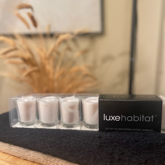 🕯🖤🤍🥂 Luxe Habitat Set of White 10 Unscented Glass Votive Candles - Picture 4 of 6